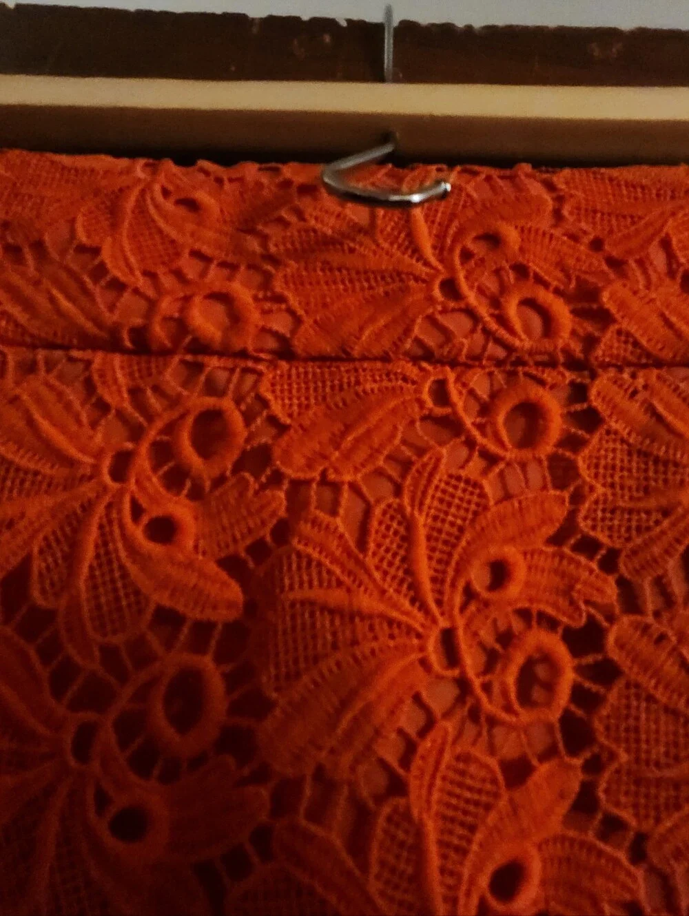 Ann Taylor Coral Orange Lace Aline Skirt